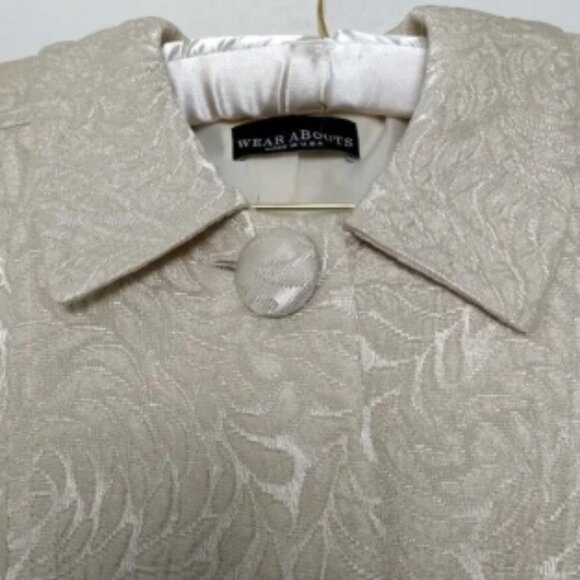 Vintage 70's Cream Brocade Swing Jacket & Midi Skirt Retro 50's Inspired Sz M - Picture 3 of 6